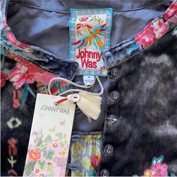 Johnny Was beautiful bohemian velvet floral blouse NWT - Picture 11 of 13